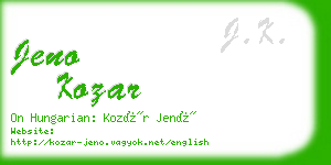 jeno kozar business card